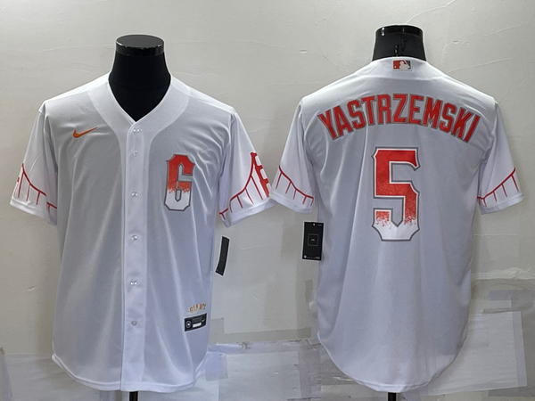 Men's San Francisco Giants Mike Yastrzemski #5 White Replica Baseball Jersey City Edition