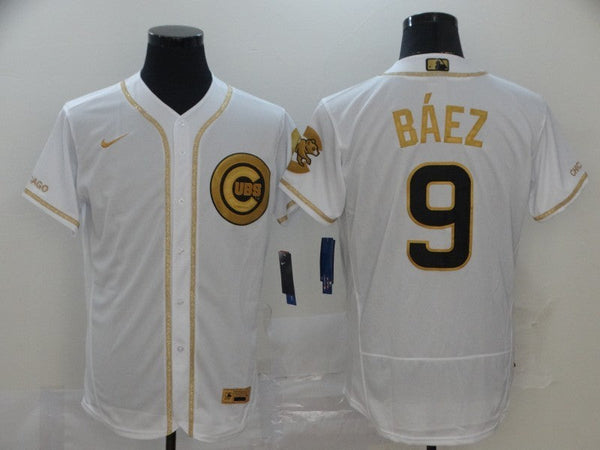 Men's Chicago Cubs Javier Baez #9 White Alternate Game Jersey