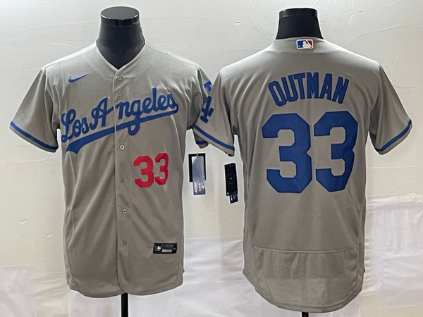 Men's Los Angeles Dodgers James Outman #33 Gray Replica Player Jersey