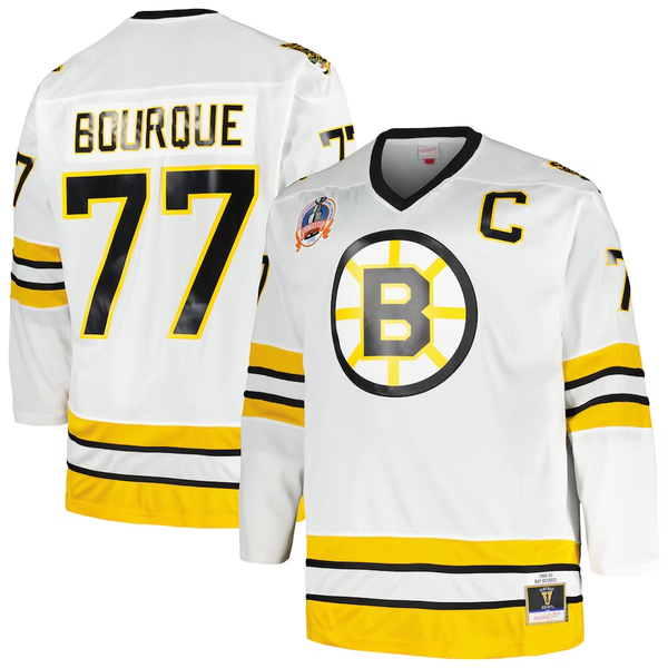 Men's Boston Bruins Ray Bourque #77 White Replica Player Jersey