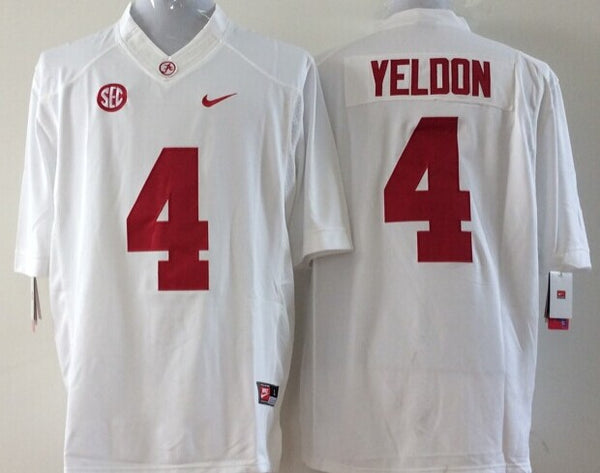 Men's Alabama Crimson Tide T. J. Yeldon #4 White Player Game Jersey