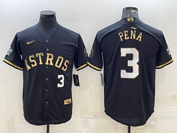 Men's Houston Astros Jeremy Pena #3 Black Replica Authentic Jersey