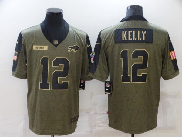 Men's Buffalo Bills Jim Kelly #12 Brown Game Jersey