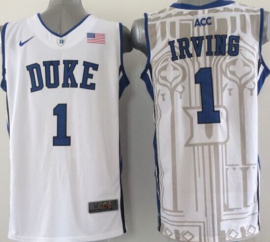 Men's Duke Blue Devils Kyrie Irving #1 White Player Jersey