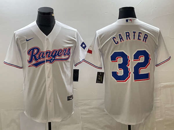 Men's Texas Rangers Evan Carter #32 White Home Replica Player Jersey