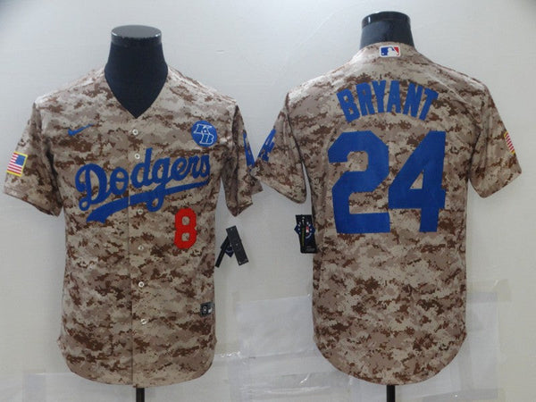 Men's Los Angeles Dodgers Kobe Bryant #8-24 Camouflage Replica Baseball Jersey