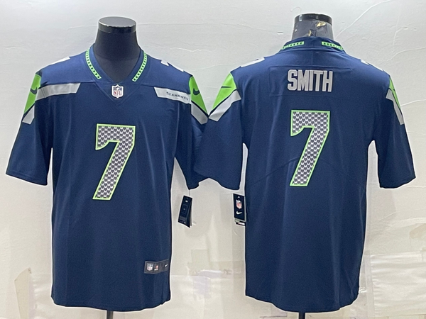 Men's Seattle Seahawks Geno Smith #7 Navy Game Jersey