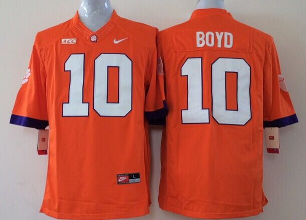 Men's Clemson Tigers Tajh Boyd #10 Orange Game Jersey