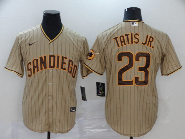 Men's San Diego Padres Fernando Tatis Jr. #23 Stitched Khaki Jersey