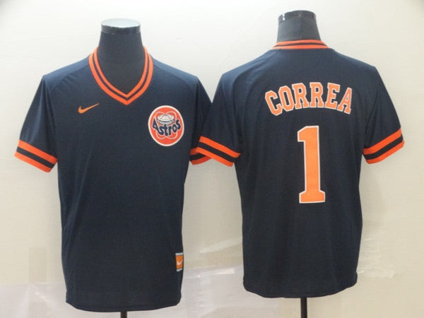 Men's Houston Astros Carlos Correa #1 Navy Authentic Game Jersey