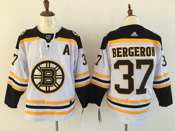 Men's Boston Bruins Patrice Bergeron #37 White Replica Player Jersey