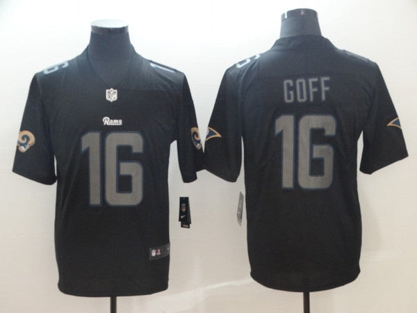 Men's Los Angeles Rams Jared Goff #16 Black Player Game Jersey