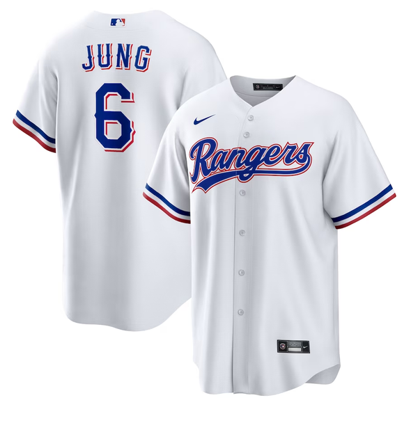 Men's Texas Rangers Josh Jung #6 White Home Replica Player Jersey