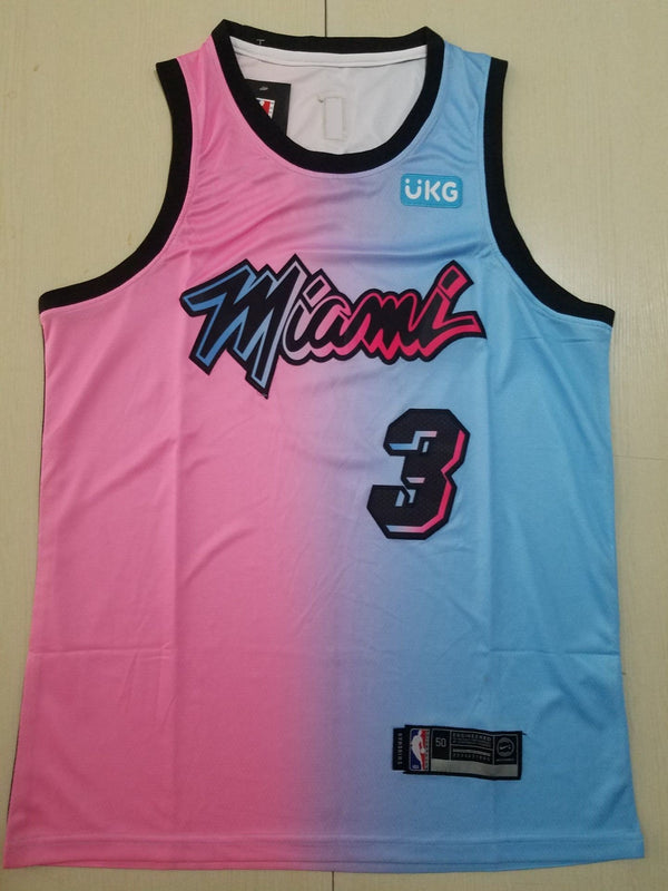 Men's Miami Heat Dwyane Wade #3 Pink/Blue Swingman Player Jersey