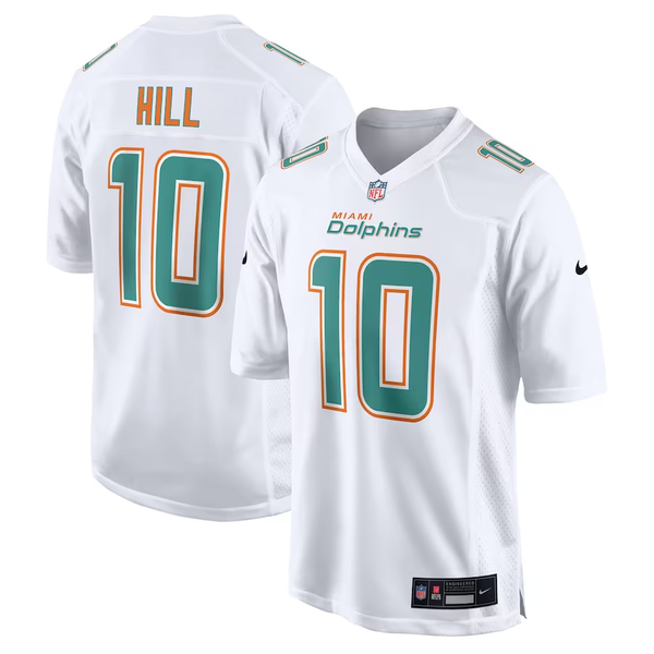 Men's Miami Dolphins Tyreek Hill #10 White Fashion Game Jersey