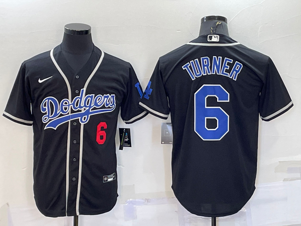 Men's Los Angeles Dodgers Trea Turner #6 Black Fashion Stitched Jersey