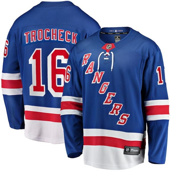 Men's New York Rangers Vincent Trocheck #16 Blue Game Jersey