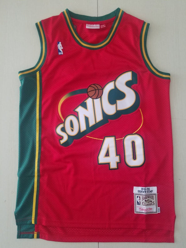 Men's Seattle SuperSonics Shawn Kemp 1995-96 Red Hardwood Classics Swingman Jersey