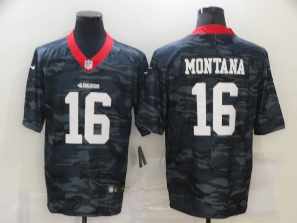 Men's San Francisco 49ers Joe Montana #16 Gray Camouflage Game Jersey