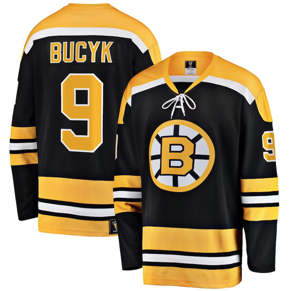 Men's Boston Bruins Johnny Bucyk #9 Black Replica Player Jersey