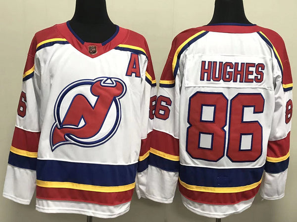 Men's New Jersey Devils Jack Hughes #86 White Player Game Jersey