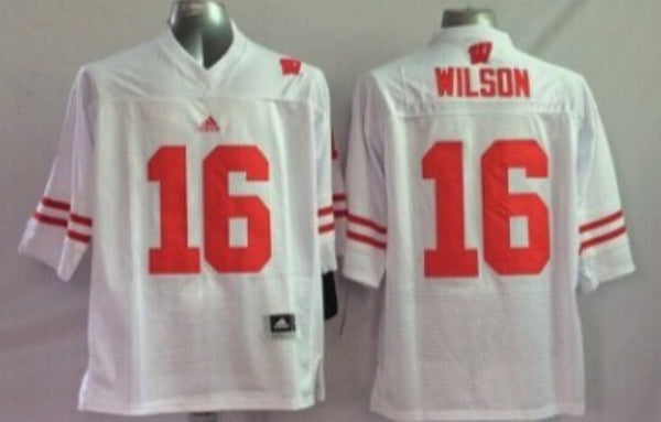 Men's Wisconsin Badgers Russell Wilson #16 White Player Jersey