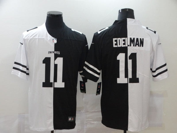 Men's New England Patriots Julian Edelman #11 Black/White Game Jersey