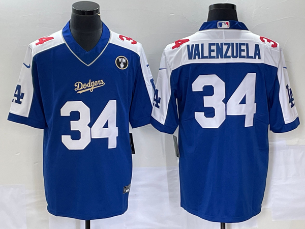 Men's Los Angeles Dodgers Fernando Valenzuela #34 Blue Alternate Player Jersey