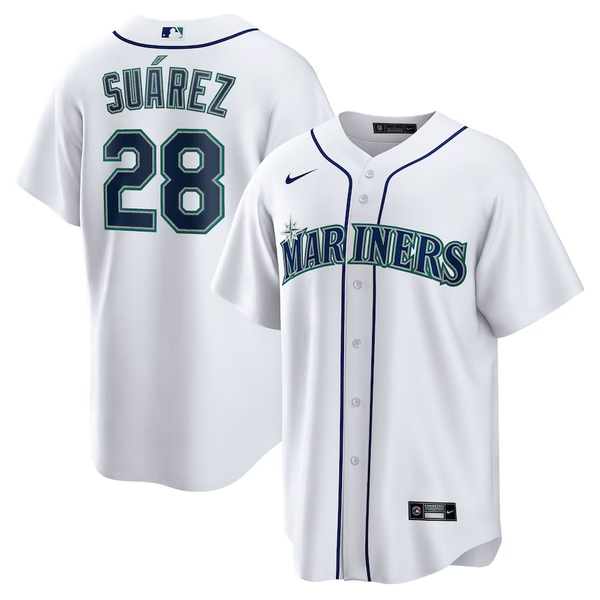 Men's Seattle Mariners Eugenio Suarez #28 White Home Replica Player Jersey