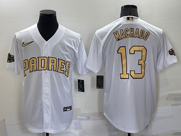 Men's San Diego Padres Manny Machado #13 White Replica Baseball Jersey