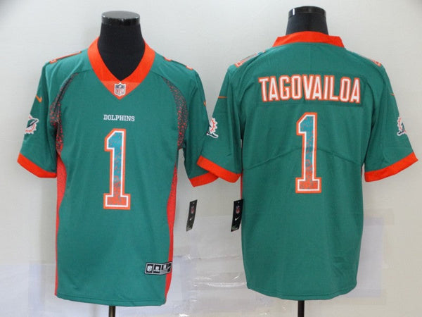 Men's Miami Dolphins Tua Tagovailoa #1 Green Game Jersey