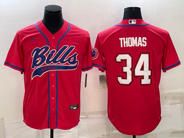 Men's Buffalo Bills Thurman Thomas #34 Red Game Jersey Joint Edition