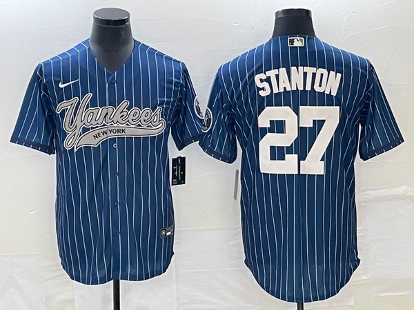 Men's New York Yankees Giancarlo Stanton #27 Blue Player Jersey Joint Edition