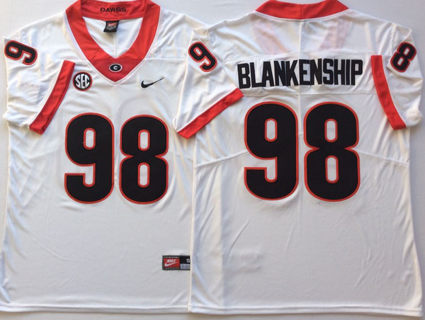 Men's Georgia Bulldogs Rodrigo Blankenship #98 White Player Game Jersey