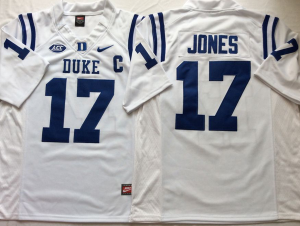 Men's Duke Blue Devils Daniel Jones #17 White Player Game Jersey