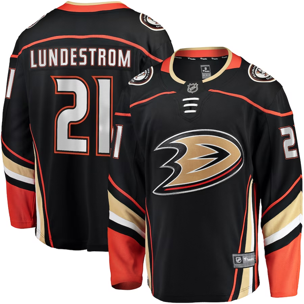 Men's Anaheim Ducks Isac Lundestrom #21 Black Home Breakaway Jersey