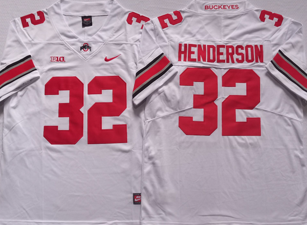 Men's Ohio State Buckeyes Treveyon Henderson #32 White Player Game Jersey