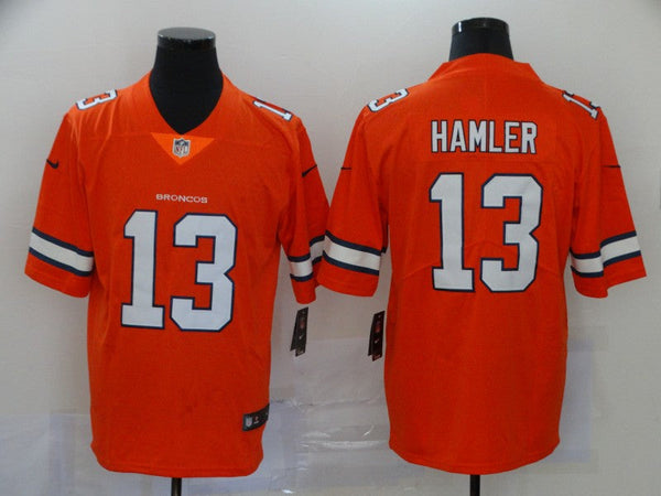 Men's Denver Broncos KJ Hamler #13 Orange Game Player Jersey