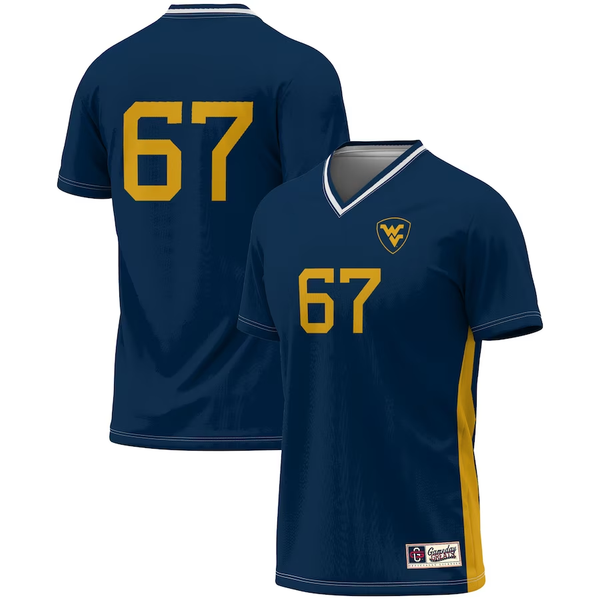 Men's West Virginia Mountaineers ProSphere #67 Navy Soccer Fashion Jersey