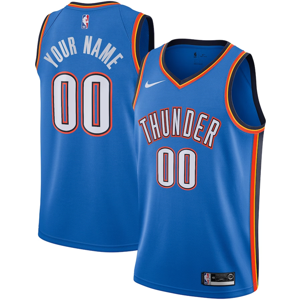 Men's Oklahoma City Thunder Blue Custom Swingman Jersey - Icon Edition