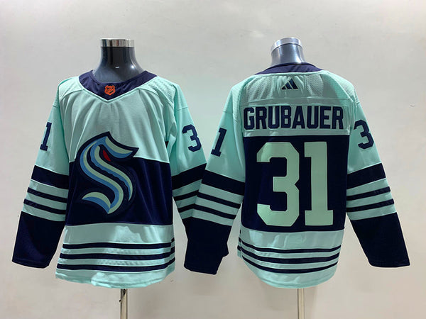 Men's Seattle Kraken Philipp Grubauer #31 Teal Reverse Retro 2.0 Authentic Player Jersey