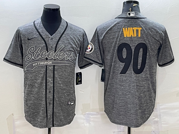 Men's Pittsburgh Steelers T.J. Watt #90 Gray Game Jersey Joint edition