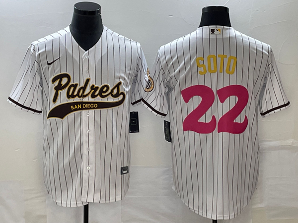 Men's San Diego Padres Juan Soto #22 White Replica Player Jersey Joint Edition