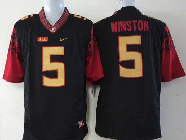 Men's Florida State Seminoles Jameis Winston #5 Black Player Game Jersey