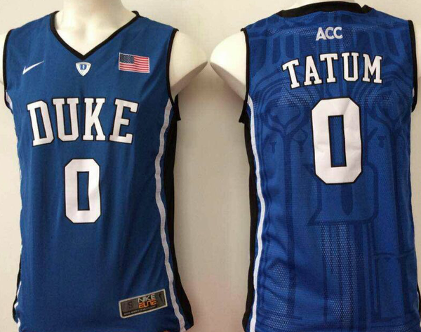 Men's Duke Blue Devils Jayson Tatum #0 Blue Player Game Jersey