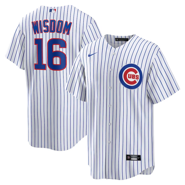 Men's Chicago Cubs Patrick Wisdom #16 White Replica Player Jersey