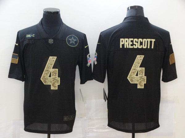 Men's Dallas Cowboys #4 Dak Prescott Black Player Game Jersey