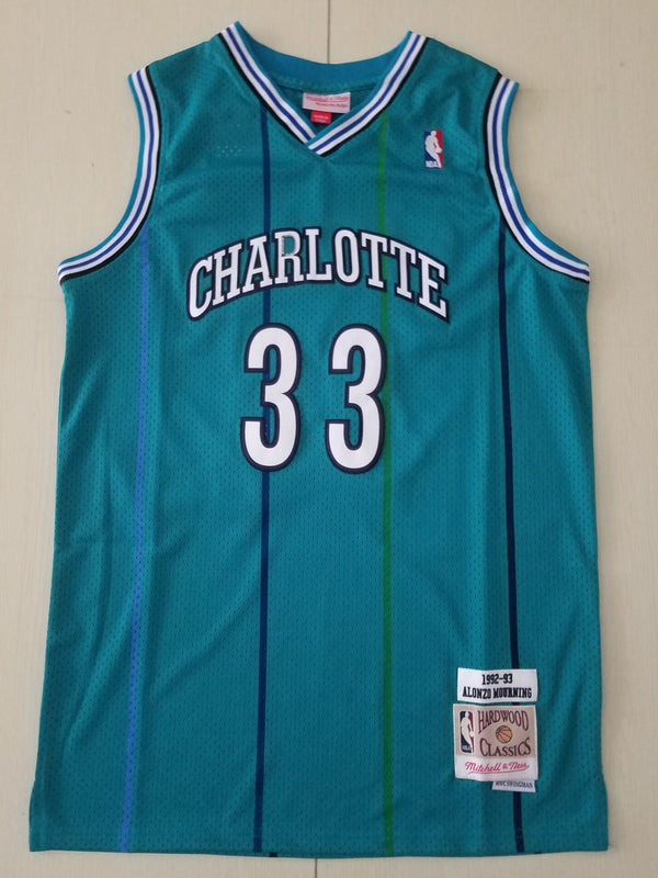 Men's Charlotte Hornets Alonzo Mourning Hardwood Classics Swingman Player Jersey