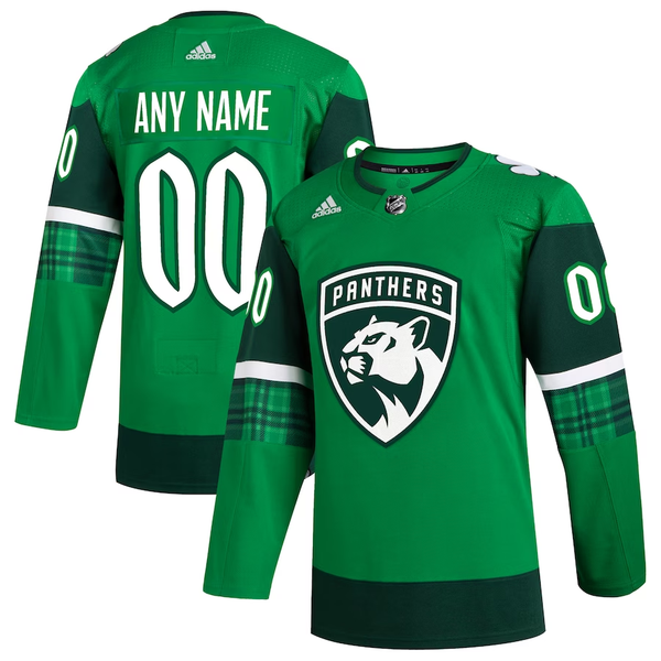 Men's Florida Panthers Kelly Green St. Patrick's Day Authentic Custom Jersey