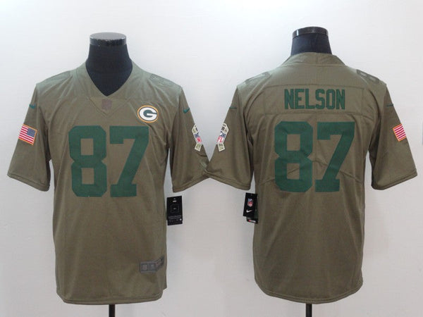 Men's Green Bay Packers Jordy Nelson #87 Brown Game Jersey